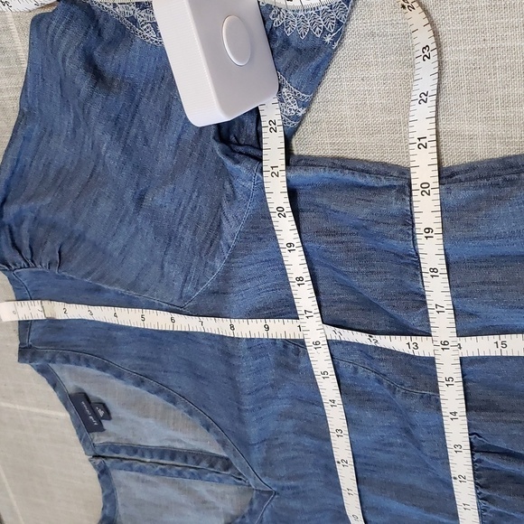 J.jill Embroidered Indigo Peasant Dress, Color Luna Wash Multi, Size M - Picture 11 of 12